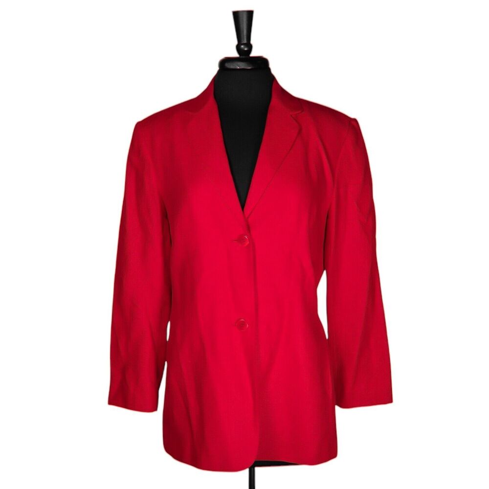 Talbots Women's Blazer Red 100% Irish Linen Two Button Career Suit Jacket 12